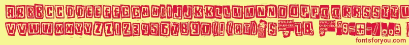フォントPozotwo – 赤い文字の黄色い背景