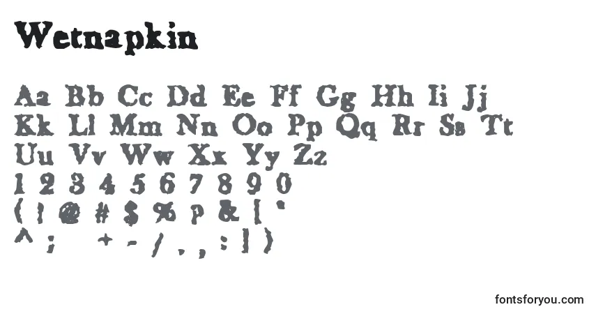 Wetnapkin Font – alphabet, numbers, special characters