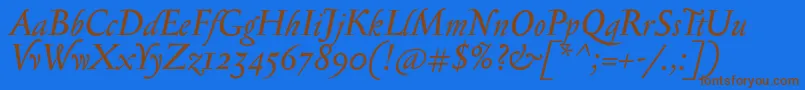 SerapioniiItalic Font – Brown Fonts on Blue Background