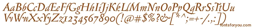 SerapioniiItalic-fontti – ruskeat fontit valkoisella taustalla