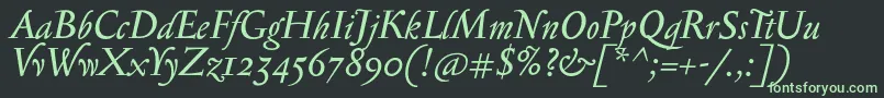 フォントSerapioniiItalic – 黒い背景に緑の文字