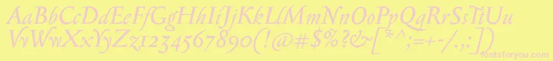 SerapioniiItalic Font – Pink Fonts on Yellow Background