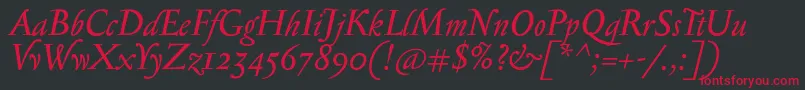 SerapioniiItalic Font – Red Fonts on Black Background