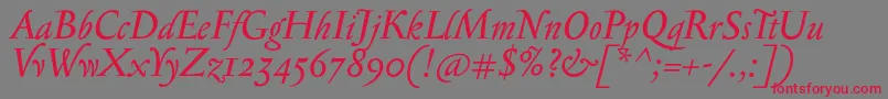 Czcionka SerapioniiItalic – czerwone czcionki na szarym tle