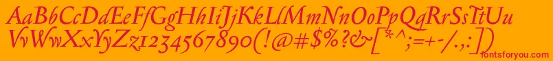 フォントSerapioniiItalic – オレンジの背景に赤い文字