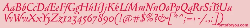 フォントSerapioniiItalic – ピンクの背景に赤い文字