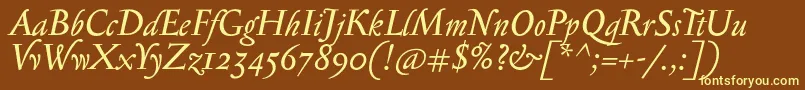 SerapioniiItalic-fontti – keltaiset fontit ruskealla taustalla