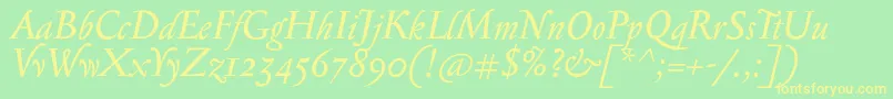 SerapioniiItalic Font – Yellow Fonts on Green Background