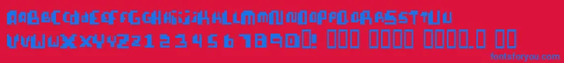 PixellifeSmallCap Font – Blue Fonts on Red Background