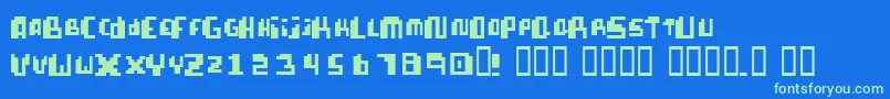 PixellifeSmallCap Font – Green Fonts on Blue Background