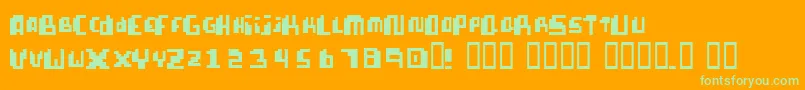 PixellifeSmallCap Font – Green Fonts on Orange Background