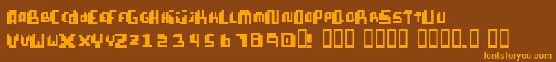 PixellifeSmallCap Font – Orange Fonts on Brown Background