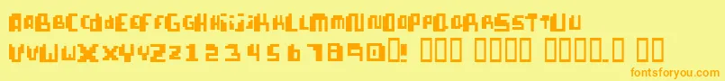 PixellifeSmallCap Font – Orange Fonts on Yellow Background