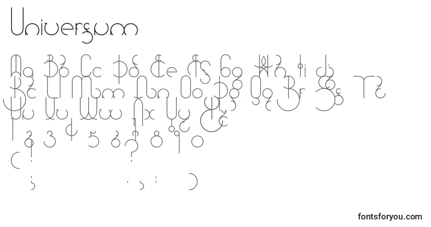 Universum Font – alphabet, numbers, special characters