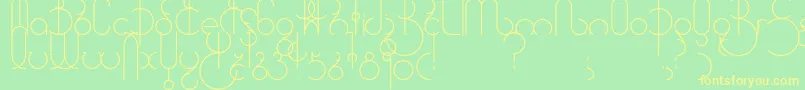 フォントUniversum – 黄色の文字が緑の背景にあります