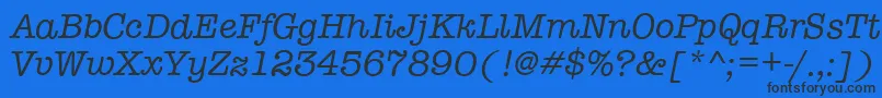 Fonte TypewriterItalic – fontes pretas em um fundo azul