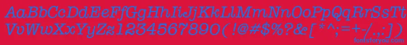 TypewriterItalic Font – Blue Fonts on Red Background