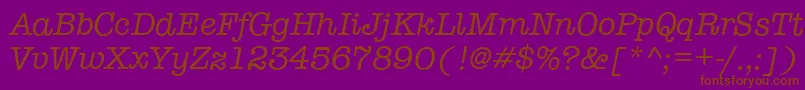 Fonte TypewriterItalic – fontes marrons em um fundo roxo