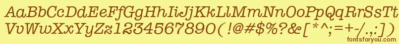 TypewriterItalic Font – Brown Fonts on Yellow Background