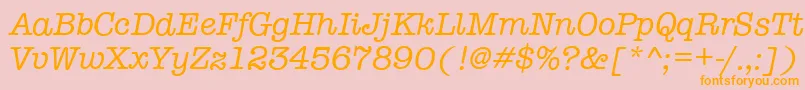 TypewriterItalic-Schriftart – Orangefarbene Schriften auf rosa Hintergrund
