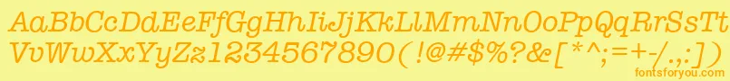 TypewriterItalic Font – Orange Fonts on Yellow Background