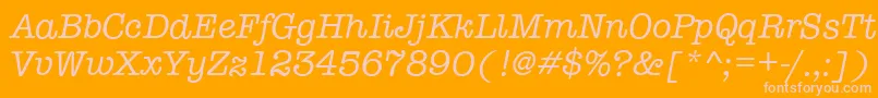 TypewriterItalic-fontti – vaaleanpunaiset fontit oranssilla taustalla