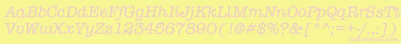 Czcionka TypewriterItalic – różowe czcionki na żółtym tle