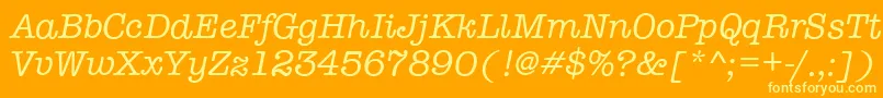 TypewriterItalic-fontti – keltaiset fontit oranssilla taustalla
