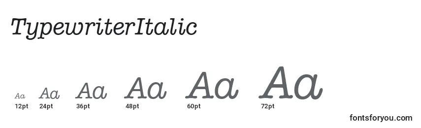 TypewriterItalic Font Sizes