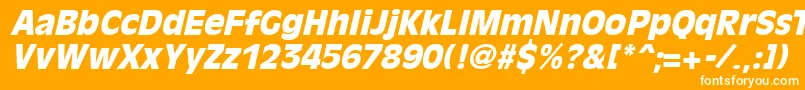 OliviaantiqueblackItalic-Schriftart – Weiße Schriften auf orangefarbenem Hintergrund