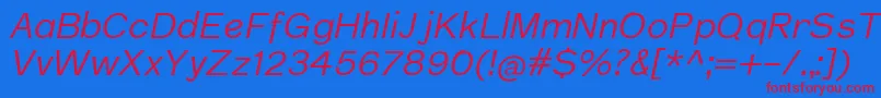 NuromItalic Font – Red Fonts on Blue Background