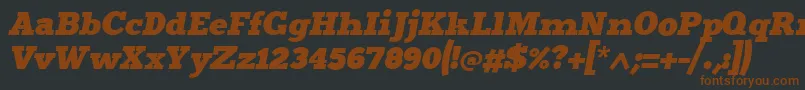 Merititalic4-fontti – ruskeat fontit mustalla taustalla