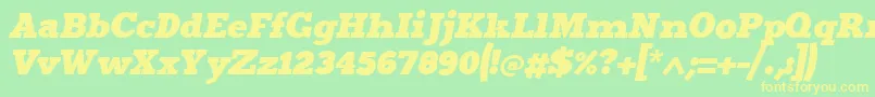 Merititalic4 Font – Yellow Fonts on Green Background