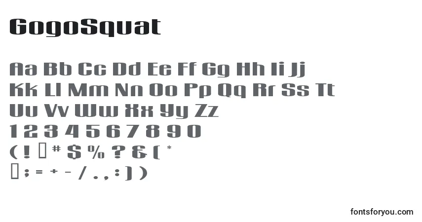 Fuente GogoSquat - alfabeto, números, caracteres especiales