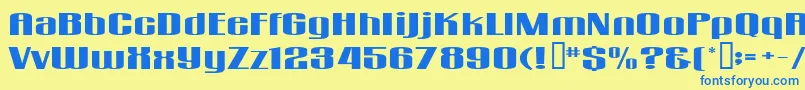 フォントGogoSquat – 青い文字が黄色の背景にあります。