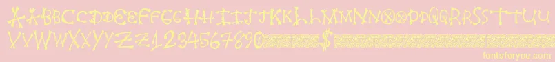 Freshbone-Schriftart – Gelbe Schriften auf rosa Hintergrund
