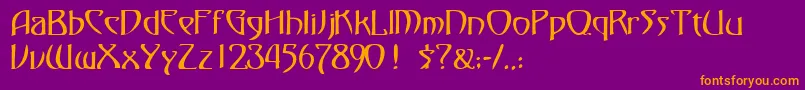 FezsskRegular Font – Orange Fonts on Purple Background