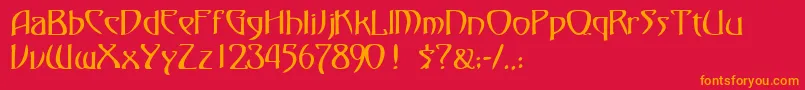 FezsskRegular Font – Orange Fonts on Red Background