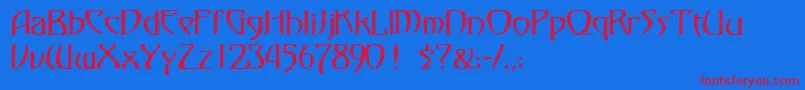 FezsskRegular Font – Red Fonts on Blue Background