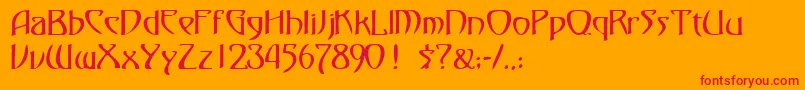 FezsskRegular Font – Red Fonts on Orange Background