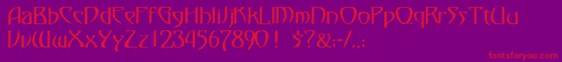フォントFezsskRegular – 紫の背景に赤い文字