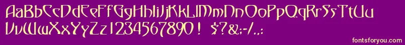 FezsskRegular-Schriftart – Gelbe Schriften auf violettem Hintergrund
