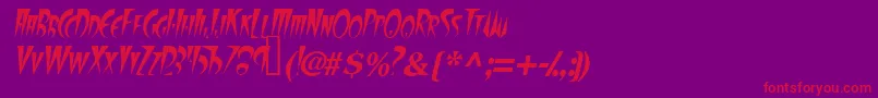 FangsscapssskItalic-Schriftart – Rote Schriften auf violettem Hintergrund