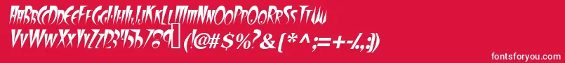 FangsscapssskItalic-Schriftart – Weiße Schriften auf rotem Hintergrund