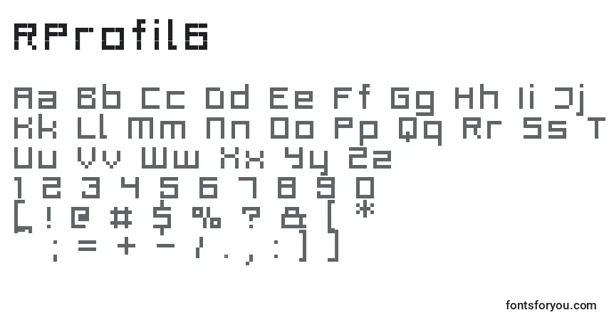 A fonte RProfil6 – alfabeto, números, caracteres especiais