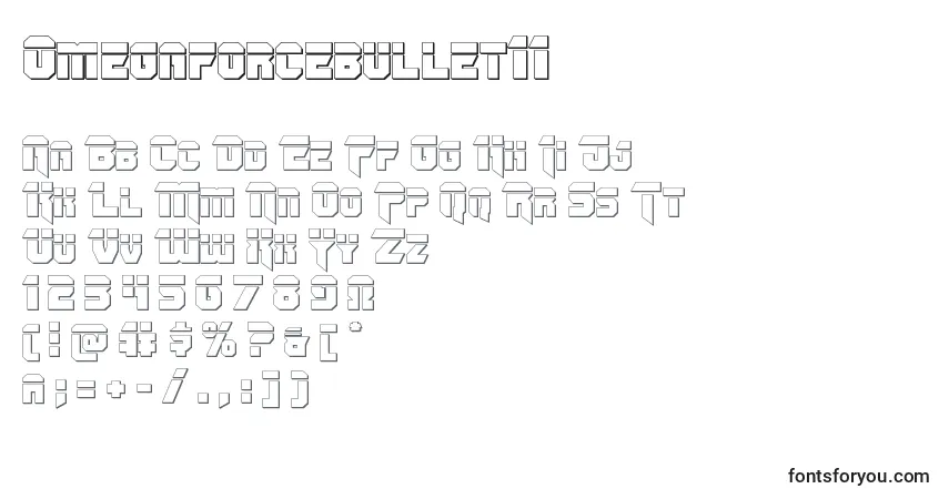 A fonte Omegaforcebullet11 – alfabeto, números, caracteres especiais
