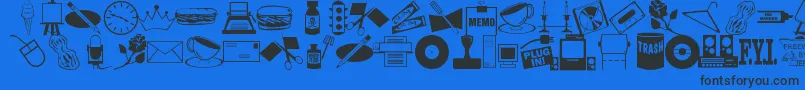 Czcionka ArtsypartsDingbatsJl – czarne czcionki na niebieskim tle