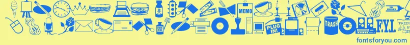 ArtsypartsDingbatsJl Font – Blue Fonts on Yellow Background
