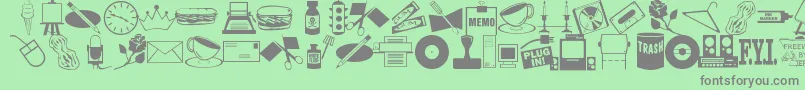 ArtsypartsDingbatsJl-Schriftart – Graue Schriften auf grünem Hintergrund