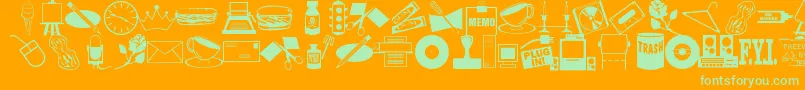 ArtsypartsDingbatsJl Font – Green Fonts on Orange Background